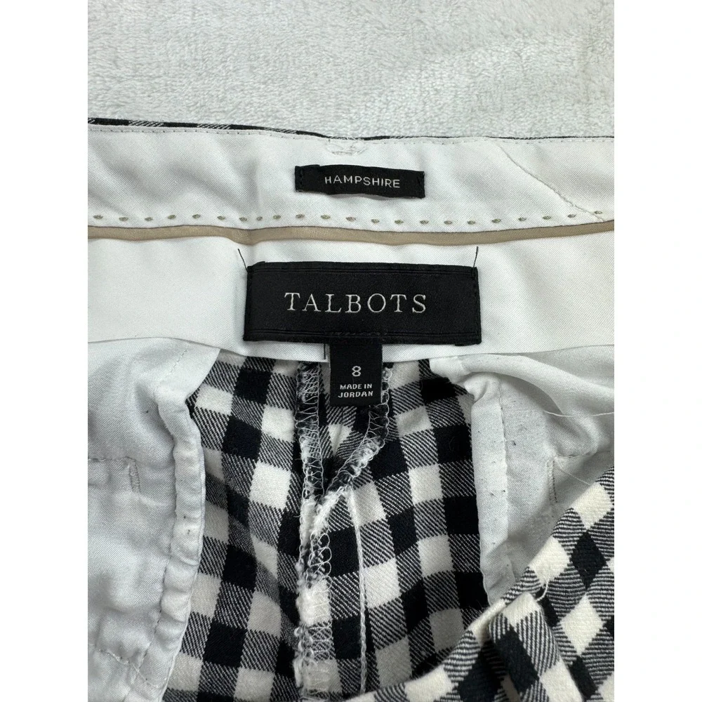 Talbots Chatham Ankle Pant Women's 8 Black White Gingham Pull-On Classic Hipster - Picture 5 of 9